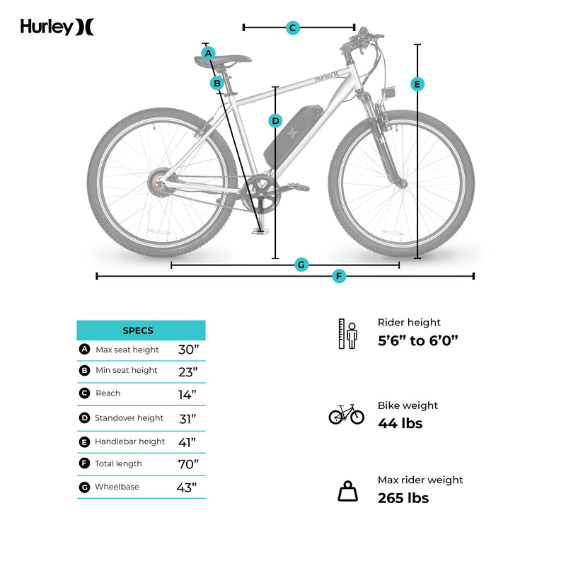 Hurley U-64-HE-7 E-Bike,2 Colors